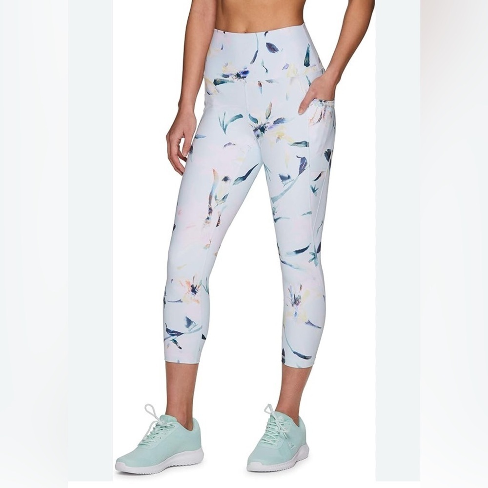 Rbx White Floral Capri Leggings